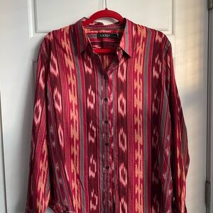 Ralph Lauren Red and Gray Striped Shirt